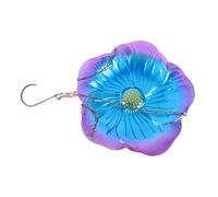 HAWILLOSCH Hanging Bird Feeder Tray Metal Outdoor Bird Feeding Dish Iron Platform Flower Pattern Blue Purple for Garden and Patio