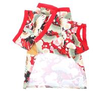 HAWILLOSCH Japanese Style Pet Dog Kimono Red Cute Apparel for Puppies and Small Breeds Festive Costume for Halloween Christmas Birthdays Soft Comfortable Garment for Photo Shoots and Parties