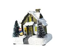 HAWILLOSCH Merry Christmas Led Cabin Ornament Resin Material Vintage Style for Home Decor Christmas Party Present Idea