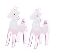 HAWILLOSCH Mini Pink Crystal Pegasus Figurines 2pcs Hand-blown Glass Horse Collectibles for Girl’s Home Table Decoration and Animal Ornament Display