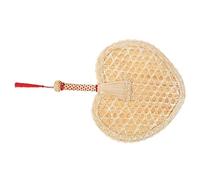 HAWILLOSCH Retro Woven Wheat Straw Hand Fan Lightweight Portable Summer Cooling Fan Handmade Chinese Style with Heart Lace Trim