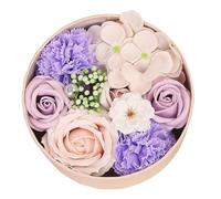 HAWILLOSCH Romantic Soap Flower Round Box Handmade Soap Flower Arrangement Girlfriend Bath Decor for Christmas and Birthday