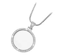 HAWILLOSCH Round Sublimation Bezel Pendant Blanks Large Diy Jewelry Making Accessory for Photo Printing Creative Charm Necklace Tray for Crafting
