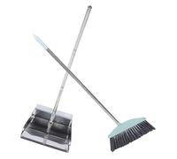 HAWILLOSCH Standing Broom Dustpan for Garden Home Cleaning Long Handle Dustpan Broom Kit No Bend