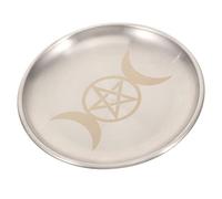 HAWILLOSCH Three Phase Moon Gold Disk Black Decorative Tray Gold Trays Ritual Candle Holder Plate Tea Light Candles