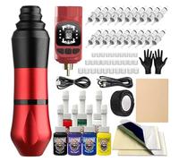 HAWINK Tattoo Kit Rotary Tattoo Gun Machine with Power Supply LCD digital 3.7V Lithium Battery 1600mAh Tattoo Battery 1Pcs 7 inks HWP6KITEN05C-2