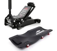 Hawk 3.0 Tonne Hydraulic Trolley Car Jack & Creeper Kit | Jack: Height 80-520 mm, Item Weight 44 kg, Lift Limit 3,000 kg | Creeper: Length 36", Weight 4 kg