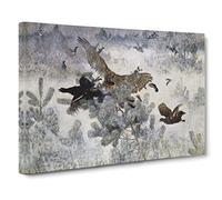 Hawk And Black Grouse By Bruno Liljefors Canvas Print | Gallery Wrapped 30mm Frame Wall Art | 30x20 inches | Ready to Hang | Classic Animals Picture | Living Room Bedroom Lounge Office