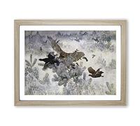 Hawk And Black Grouse By Bruno Liljefors Classic Painting Framed Print | A3 Oak Framed Wall Art | Ready to Hang | Classic Historical Picture | Living Room Bedroom Lounge Office