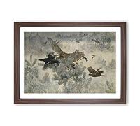 Hawk and Black Grouse by Bruno Liljefors Framed Print | A2 Walnut Framed Wall Art | Ready to Hang | Modern Nature Picture | Living Room Bedroom Lounge Office