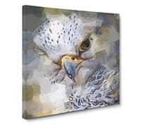 Hawk Bird in a Golden Light in Abstract Modern Canvas Wall Art Print Ready to Hang, Framed Picture for Living Room Bedroom Home Office Décor, 20x20 Inch (50x50 cm)