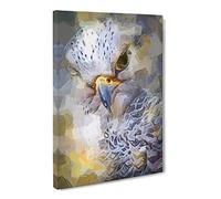 Hawk Bird In A Golden Light In Abstract Modern Canvas Wall Art Print Ready to Hang, Framed Picture for Living Room Bedroom Home Office Décor, 20x14 Inch (50x35 cm)
