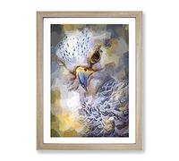 Hawk Bird In A Golden Light In Abstract Modern Framed Print | A3 Oak Framed Wall Art | Ready to Hang | Abstract Fantasy Picture | Living Room Bedroom Lounge Office