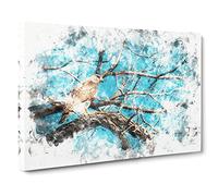 Hawk Bird In The Tree Watercolour Canvas Print | Gallery Wrapped 30mm Frame Wall Art | 24x16 inches | Ready to Hang | Modern Animals Picture | Living Room Bedroom Lounge Office