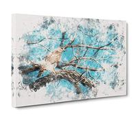 Hawk Bird in the Tree Watercolour Canvas Print | Gallery Wrapped 30mm Frame Wall Art | 30x20 inches | Ready to Hang | Modern Animals Picture | Living Room Bedroom Lounge Office