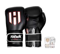 Hawk Boxing Leather Boxing Gloves Gel Training Gloves Bag Gloves Muay thai UFC Gloves, 1 YEAR WARRANTY!!!! (Black, 12oz)