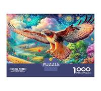 Hawk Glides over Vivid Autumn Valley 1000-Piece Jigsaw Puzzle Majestic Eagle Brainteasing Challenge for All Ages 38x26cm/1000pcs