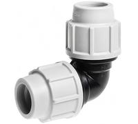 Hawk Heating 25mm MDPE Compression Elbow 90°, Water Pipe Connector, WRAS Approved, Compatible with Plasson 7050 Mechanical Pipe Fitting