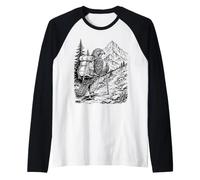 Hawk Hiking Backpack Mountain Trail Camping Nature Explorer Raglan Baseball Tee