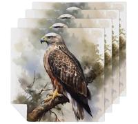 Hawk in The Tree Cloth Napkins 18x18inch Washable Reusable Dinner Napkin Soft Absorbent Printed Cloth Napkin Home Table Decor for Kitchen Dining Wedding Party 4 PCS