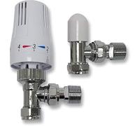 Hawk K-Therm Thermostatic Radiator Valve Set, 15mm x 1/2 inch, White/Chrome, TRV with Lockshield