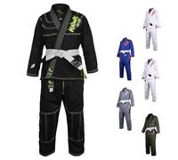 Hawk Kids Brazilian Jiu Jitsu Suit Youth Children BJJ Gi Kimonos Boys & Girls BJJ Uniform Lightweight Preshrunk Pearl Weave Fabric, with Free White Belt, (K3, Black)