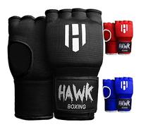 Hawk Padded Inner Gloves Training Gel Hand Wraps for Boxing Quick Wraps Men & Women Kickboxing Muay Thai MMA Bandages Fist Knuckle Wrist Protector Handwraps (Pair) (Black, S/M)