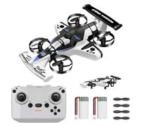 HAWK’S WORK 2-in-1 F1 Flying Car & Stunt Drone, High-Speed Drift Race Car & 4-Axis Quadcopter, Easy to Control, Fun & Safe RC Toy for Indoor & Outdoor Play (White)