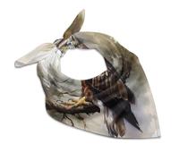 Hawk Sitting In The Tree 18" Square Head Scarf Lightweight Silk Scarf for Women Soft Satin Head Scarves Large Neckerchief Fashion Bandanas Silk Headband Neck Satin Scarfs for Bag Hair Scarves Gift