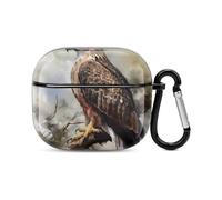 Hawk Sitting in The Tree Bluetooth Earbuds Case Cover Full Body Shockproof Protection Hard Case Support Wireless Charging with Keychain Personalized Gift for AirPods 3