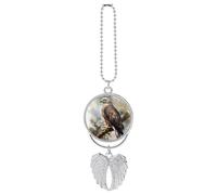 Hawk Sitting in The Tree Car Hanging Ornament Rear View Mirror Pendant Lucky Presents Hanging Ornament Funny Car Pendant for Office Auto Home Decoration Silver-Style