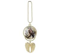 Hawk Sitting in The Tree Car Hanging Ornament Rear View Mirror Pendant Lucky Presents Hanging Ornament Funny Car Pendant for Office Auto Home Decoration Golden-Style
