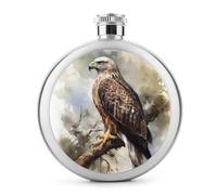 Hawk Sitting In The Tree Hip Flask for Travel, Round Stainless Steel Flasks for Men Women, Portable Alcohol Bottle for Camping, Leakproof Flask Flagon for Activitie, 5 Oz