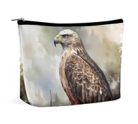 Hawk Sitting In The Tree Travel Makeup Bag Large Toiletry Bag for Women Waterproof Cosmetic Bags for Purse Portable Makeup Organizer Bags Cute Zipper Pouch Cosmetic Pouch Funny Travel Makeupbag