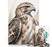 Hawk Watercolor Painting 1000 Piece Jigsaws for Teenagers Puzzle Reason Skill Fine Thick Happy Challenge Table Accent (38x52cm)