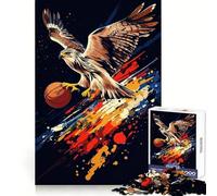 Hawk with Basketball Jigsaw Puzzles for Adults1000 Piece Brain Teaser Precise Cut Family Pastime (38x52cm)