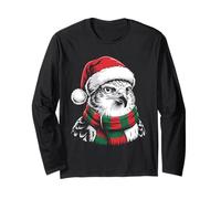 Hawk Xmas Santa Hat Scarf Christmas Costume Long Sleeve T-Shirt