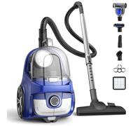 HawKam Canister Vacuum, Upgraded 40Kpa 1600W Bagless Vacuum Cleaner | Auto Cord Rewind, H13 HEPA Filter, 4Qt Large Capacity, 5 Tools for Hard Floors, Carpet, Pet, Upholstery, Tiles, Tangerine