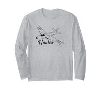 Hawker Hunter British Jet Fighter Plane Flying Silhouette Long Sleeve T-Shirt