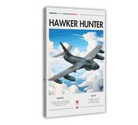 Hawker Hunter Jet - Mid-Century Modern RAF Aircraft Canvas Poster Wall Art Decor Print Picture Paintings for Living Room Bedroom Decoration 08x12inch(20x30cm)