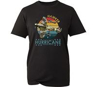 Hawker Hurricane UK Vintage T-Shirt WW2 RAF Fighter Jet British Unisex Gift Tee Top (Black, XL)