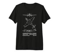 Hawker Sea Hawk British Plane Blueprints Infographic Premium T-Shirt