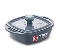 Hawkins 0.75 Litre Mini Casserole with Lid, Square Series Die-Cast pan for Cooking, Reheating, Serving and Storing, (Grey)