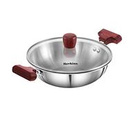 HAWKINS 1.5 Litre Deep Fry Pan, Triply Stainless Steel Kadai with Glass Lid, Flat Bottom Induction Kadhai, Small Kadai, Silver (SSD15G)