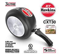 Hawkins Contura Black XT 3 Litre Pressure Cooker, Hard Anodised Cooker, Induction Cooker, Handi Cooker, Black (CXT30)