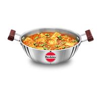 Hawkins 4 Litre Deep Kadhai, Triply Stainless Steel Kadai, Flat Bottom Induction Kadhai, Big Kadai, Silver (SSK40)