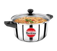 Hawkins 4 Litre Stainless Steel Cook n Serve Casserole with Glass Lid (SSCB40G), Silver