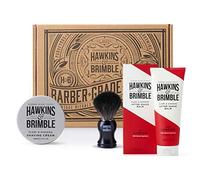 Hawkins & Brimble Mens Shaving & Grooming - After Shave Balm, Shaving Brush & Shave Cream Good Lather Made with Natural Ingredients | Naturally Fragranced Awarding Winning (Gift Set)