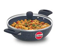 Hawkins Ceramic Nonstick 2.5 Litre Deep Kadhai, Induction Deep Fry Pan with Glass Lid, Granite Kadai (ICK25G)
