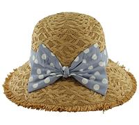 Hawkins Collection Down Brim Bow Straw Sun Hat in Blue, Size: Medium (57cm)